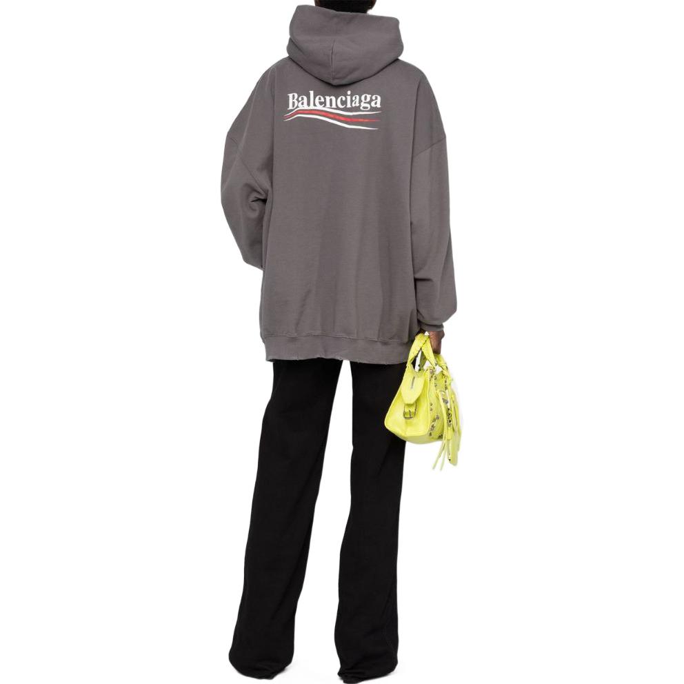 (Women) Balenciaga Grey Oversized Hoodie with Letter Logo Print 620947TNVG61227 圖 4