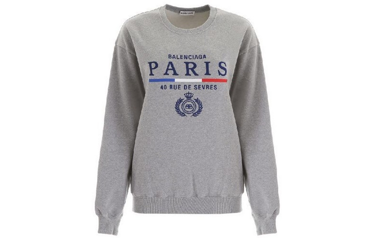 (Women) Balenciaga Grey Wheat Crown Logo Pullover Sweatshirt 578132TGV681300