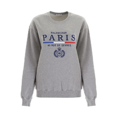 (Women) Balenciaga Grey Wheat Crown Logo Pullover Sweatshirt 578132TGV681300