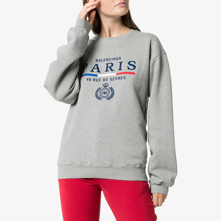 Lookbook (W) 巴黎世家灰色小麦皇冠标志套头衫卫衣 578132TGV681300