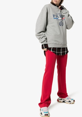 (W) 巴黎世家灰色小麦皇冠标志套头衫卫衣 578132TGV681300 Purchase (W) 巴黎世家灰色小麦皇冠标志套头衫卫衣 578132TGV681300