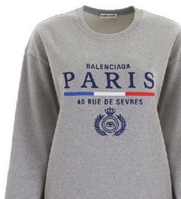 (W) 巴黎世家灰色小麦皇冠标志套头衫卫衣 578132TGV681300 Details for (W) 巴黎世家灰色小麦皇冠标志套头衫卫衣 578132TGV681300