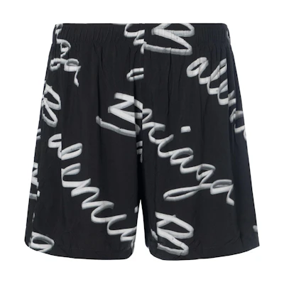 (Women) Balenciaga Handwritten Logo Black Relaxed Fit Shorts. 671664TML131070