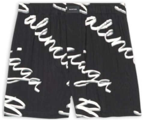 (W) 발렌시아가 핸드워튼 로고 블랙 릴렉스 핏 쇼츠. 671664TML131070 Order (W) 발렌시아가 핸드워튼 로고 블랙 릴렉스 핏 쇼츠. 671664TML131070