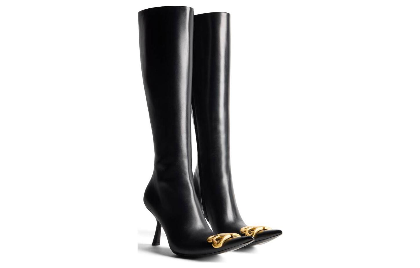 Order (W) Balenciaga Sepatu Boot Tinggi 'Kulit Hitam' 764364WCHA31080