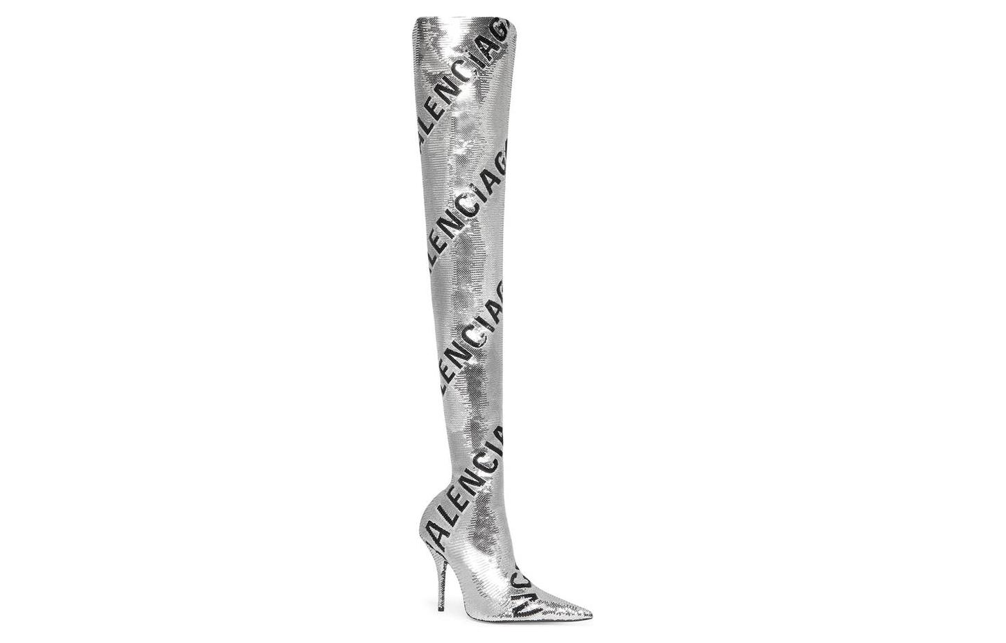 Lookbook (W) Balenciaga Hoge Laarzen ''Zilver Logo Borduursel'' 731973W2D318010