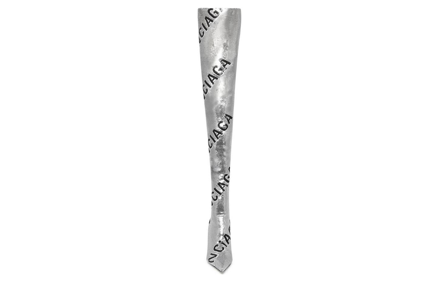 Shop (W) Balenciaga Hoge Laarzen ''Zilver Logo Borduursel'' 731973W2D318010