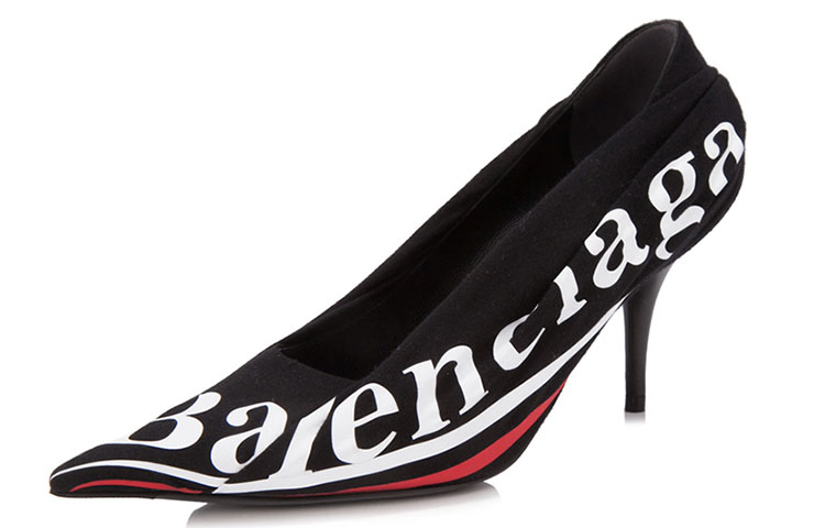 Buy (W) Balenciaga Tacón Alto 'Cuero Negro con Estampado de Logo' 524884W0600-1091