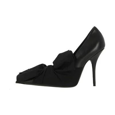 (W) Balenciaga High Heel 'Black Leather with Cotton Knot Detail'