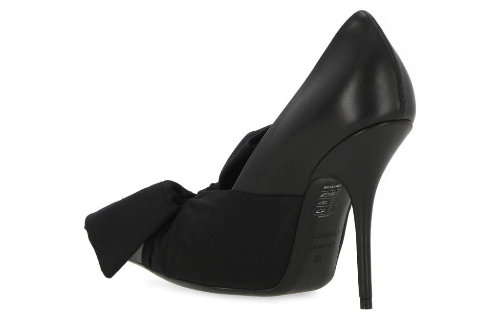 Shop (W) Balenciaga High Heel ''Schwarzes Leder mit Baumwollknoten Detail'' 786220WB1H11000