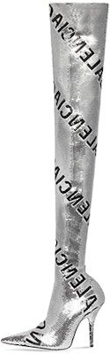 (Women) Balenciaga High-Top Boots 'Silver Logo Embroidery' 731973W2D318010 Buy (Women) Balenciaga High-Top Boots 'Silver Logo Embroidery' 731973W2D318010