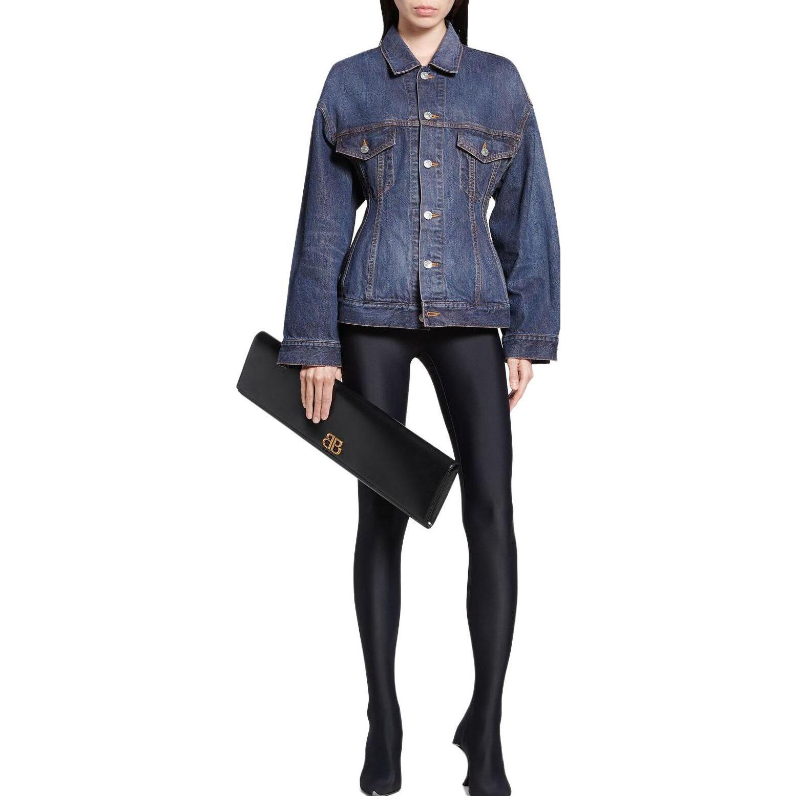 (Women) Balenciaga Hourglass  Dark Blue Denim Jacket with Single-Breast Design. 773776TOW584673 圖 4