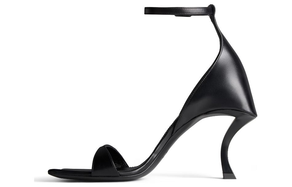 (Women) Balenciaga Hourglass 'Leather Square Buckle High Heel Sandals Black' 742401WBET11000