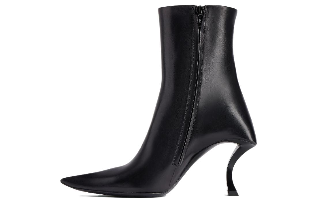 (Women) Balenciaga Hourglass Leather Pointed-Toe High Heel Ankle Boot 'Black' 742404WBET11000