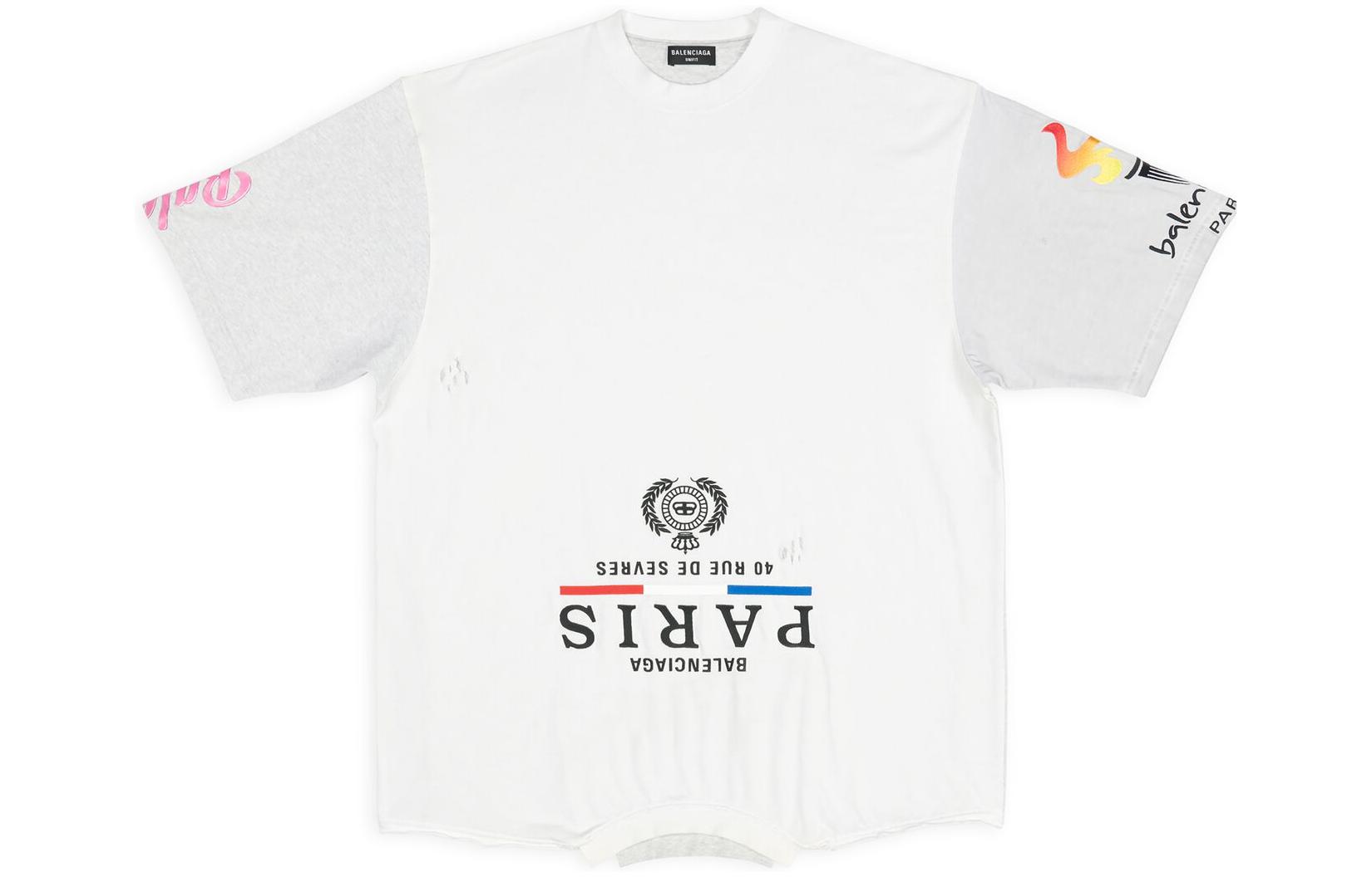 (Women) Balenciaga Inverted Logo Print Tee FW22  White Oversized Fit 698811TMVC90900