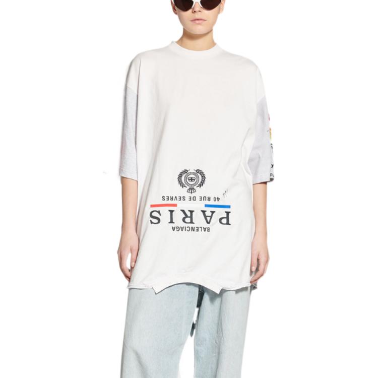 Purchase (Women) Balenciaga Inverted Logo Print Tee FW22  White Oversized Fit 698811TMVC90900
