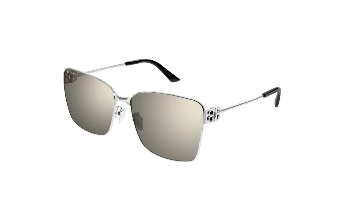 (Women) Balenciaga Irregular Shaped Sunglasses Silver with Lettered Temples BB0338SK006