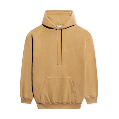 (Women) Balenciaga Khaki Hoodie with Chest Embroidered Logo 578135TJV859504