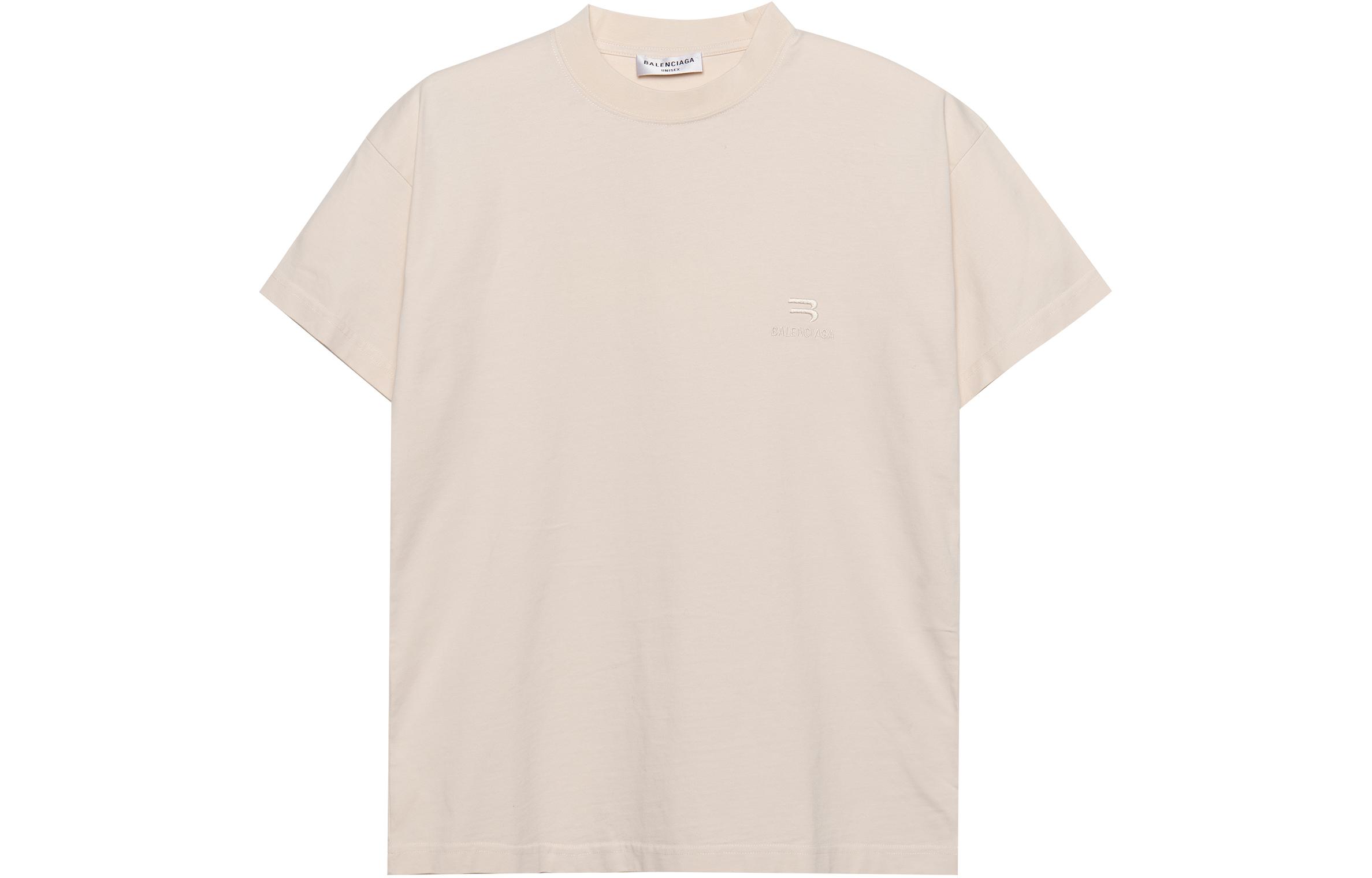 (Women) Balenciaga Khaki Logo Embroidered Oversized Fit T-Shirt. 612965TLV999080