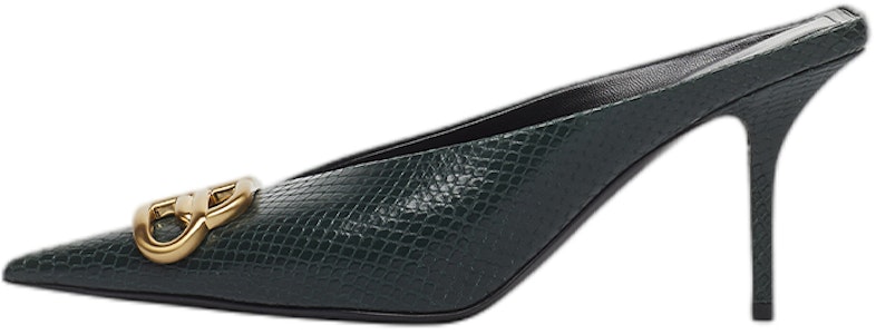 巴黎世家 Balenciaga Knife 皮革 金屬扣尖頭 細跟 高跟鞋 女款 黑綠 Buy 巴黎世家 Balenciaga Knife 皮革 金屬扣尖頭 細跟 高跟鞋 女款 黑綠