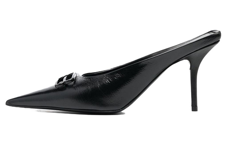 (Women) Balenciaga Knife BB Leather Mules 'Black' 694722WBBI21000
