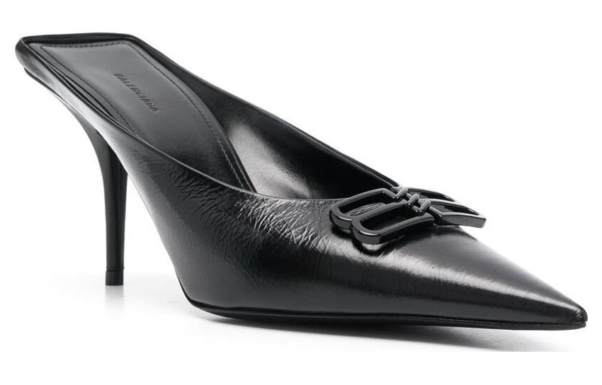 Order (W) Balenciaga Knife BB Kulit Mules 'Hitam' 694722WBBI21000