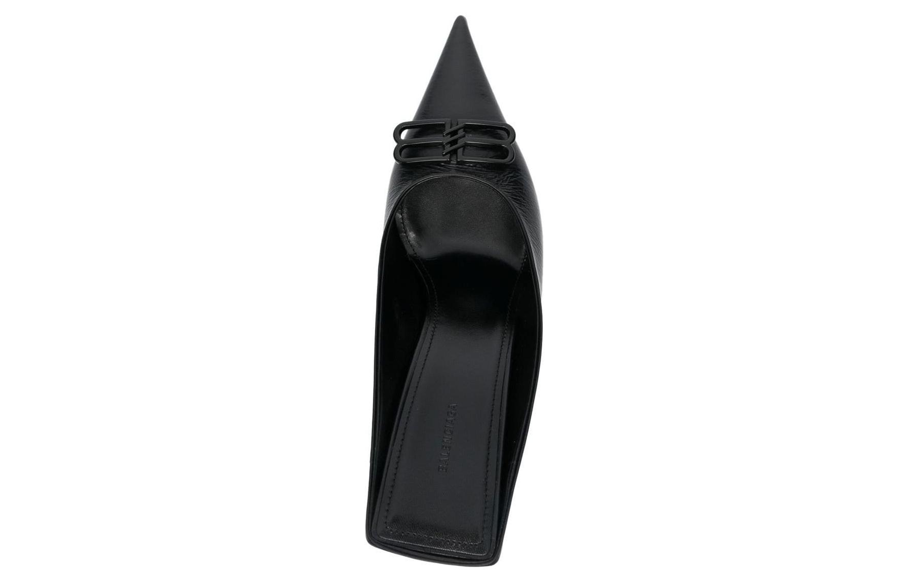 Shop (W) Balenciaga Knife BB Mules de Cuero 'Negro' 694722WBBI21000