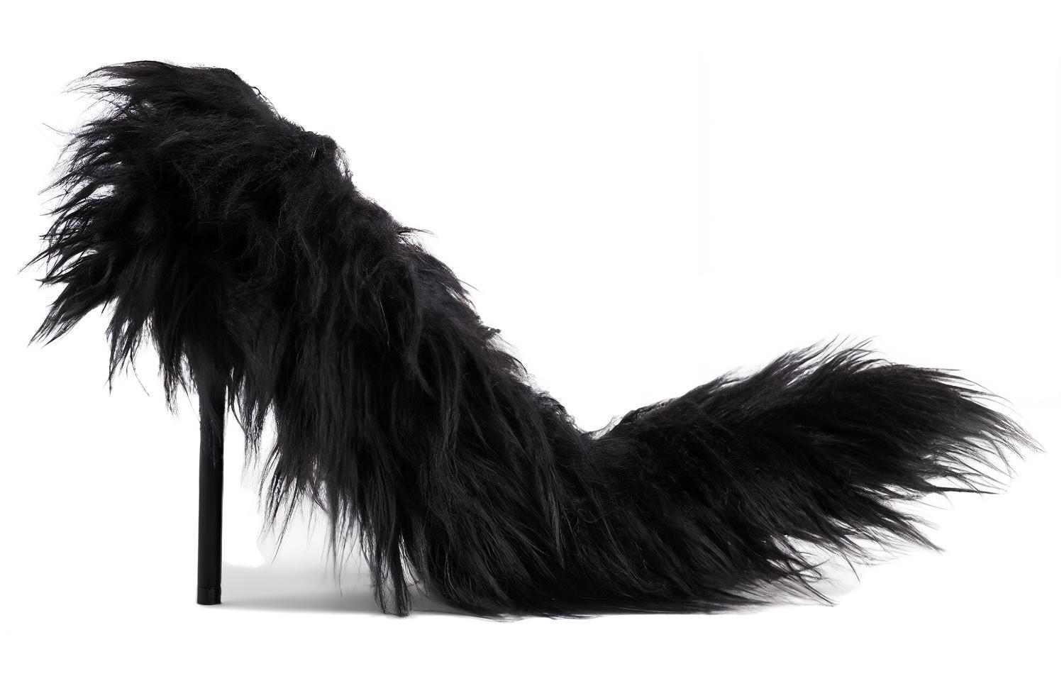 Order (W) 발렌시아가 퍼 블랙 나이프 스틸레토 힐 762207W9OA11000