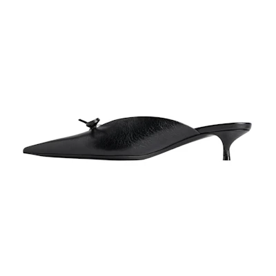 (W) Balenciaga Knife Bow 40mm (4cm) Mule Black