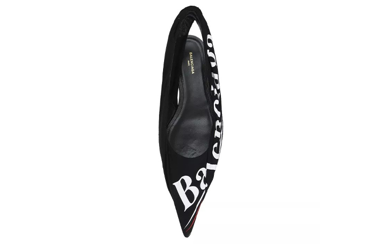 Purchase (W) Balenciaga Knife Slingback Logo Print Flats ''Schwarz'' 500619W06001091