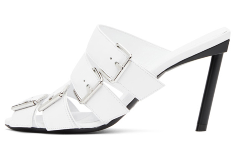 (Women) Balenciaga Leather Buckle Stiletto 'White' 643144WA8FE9081