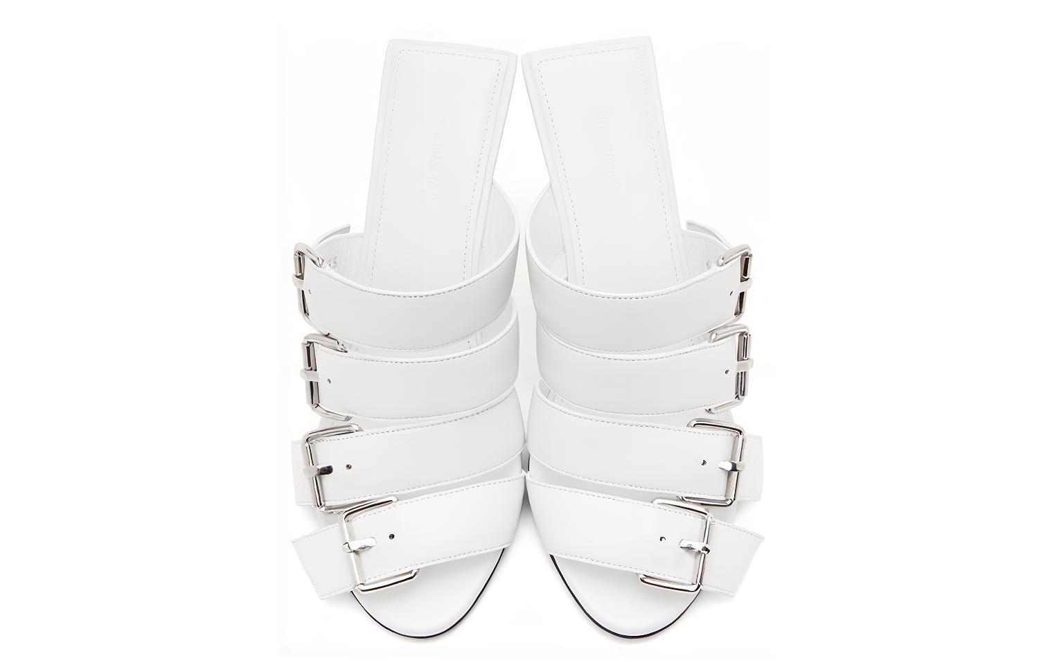 Shop (W) Balenciaga Talon Aiguille en Cuir à Boucle ''Blanc'' 643144WA8FE9081