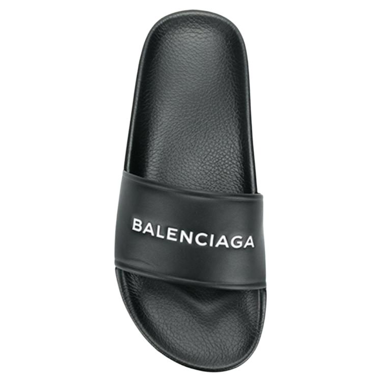(W) Balenciaga Leather Fashion Slide 'Black' 圖 5