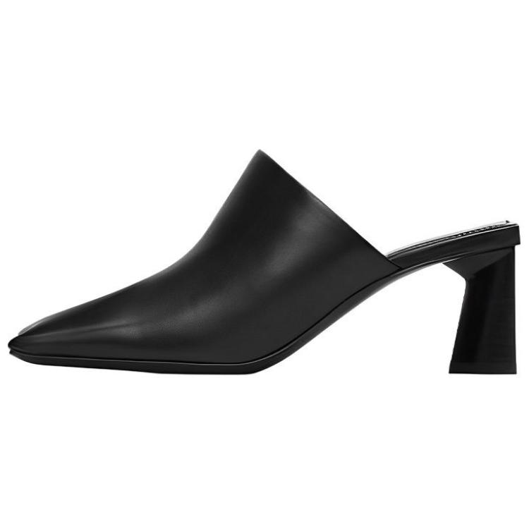 (Women) Balenciaga Leather High-Heel Peep-Toe Fashion Slide 'Black' 615674WA7601000