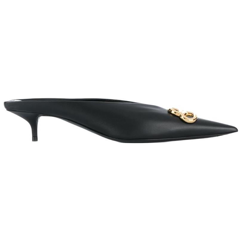 Order (W) Balenciaga Leder-Pantoletten ''Schwarze Mode'' 614924WAWN21088