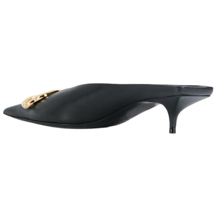 Shop (W) Balenciaga Leder-Pantoletten ''Schwarze Mode'' 614924WAWN21088