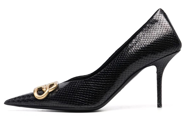 (Women) Balenciaga Leather Mule 'Fashion High-Heeled Black' 636635WBBH11080