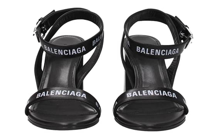Lookbook (W) Sandalo Nero Balenciaga in Pelle con Fibbia e Punta Aperta 564433WA7611006