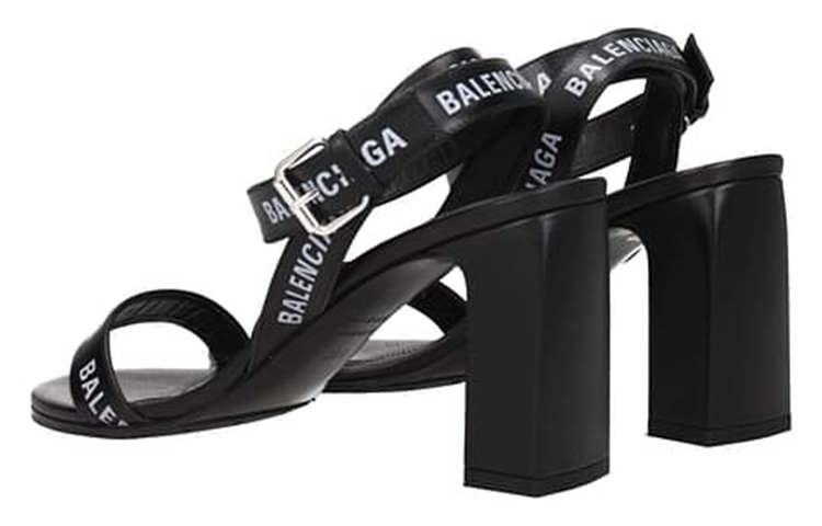 Shop (W) Sandalo Nero Balenciaga in Pelle con Fibbia e Punta Aperta 564433WA7611006