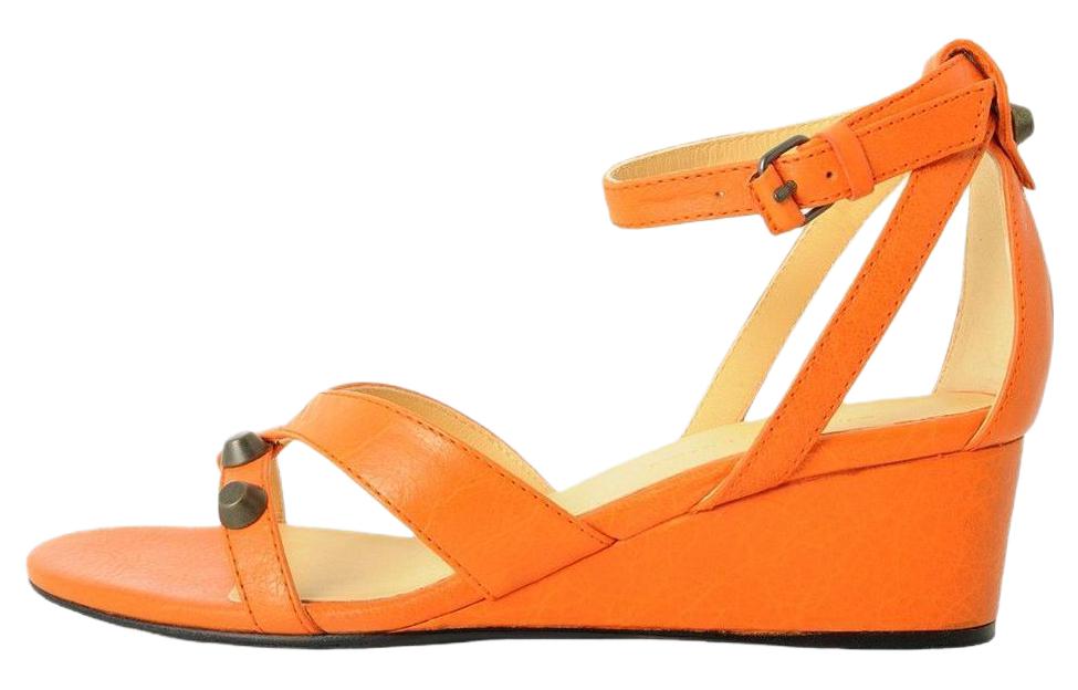 (W) Balenciaga Leather Open-Toe Buckle Slide 'Orange'