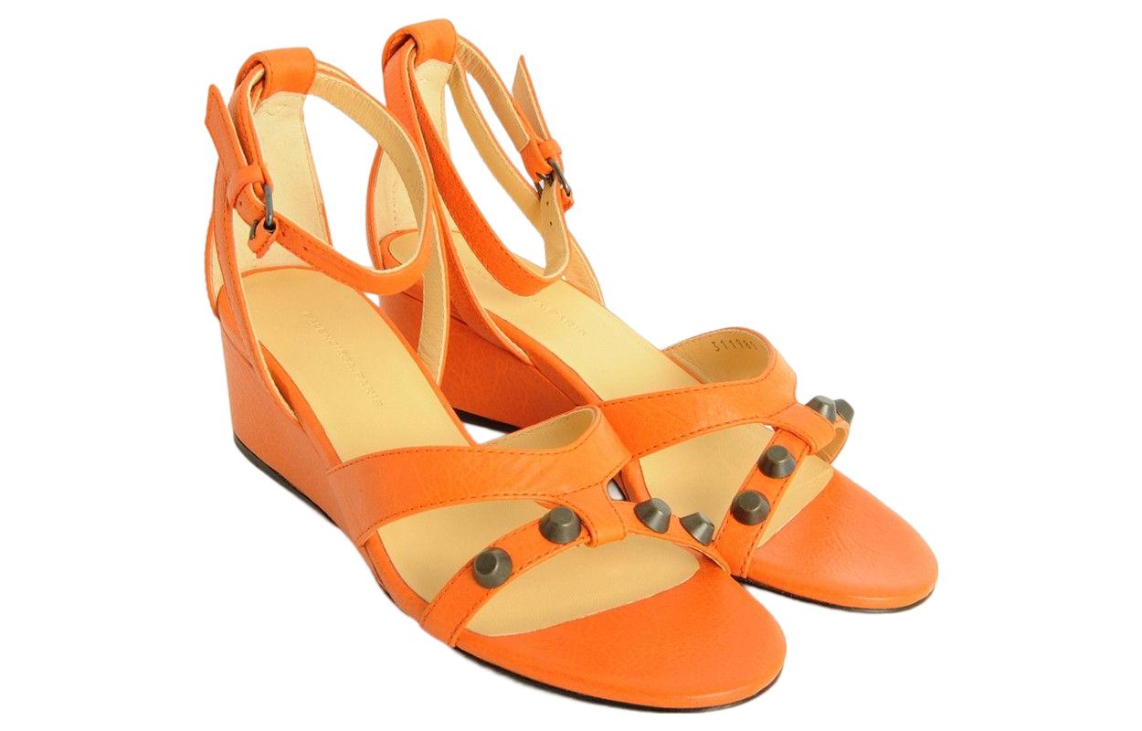 (W) Balenciaga Leather Open-Toe Buckle Slide 'Orange' 圖 2