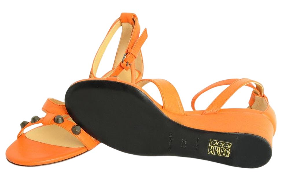 (W) Balenciaga Leather Open-Toe Buckle Slide 'Orange' 圖 4