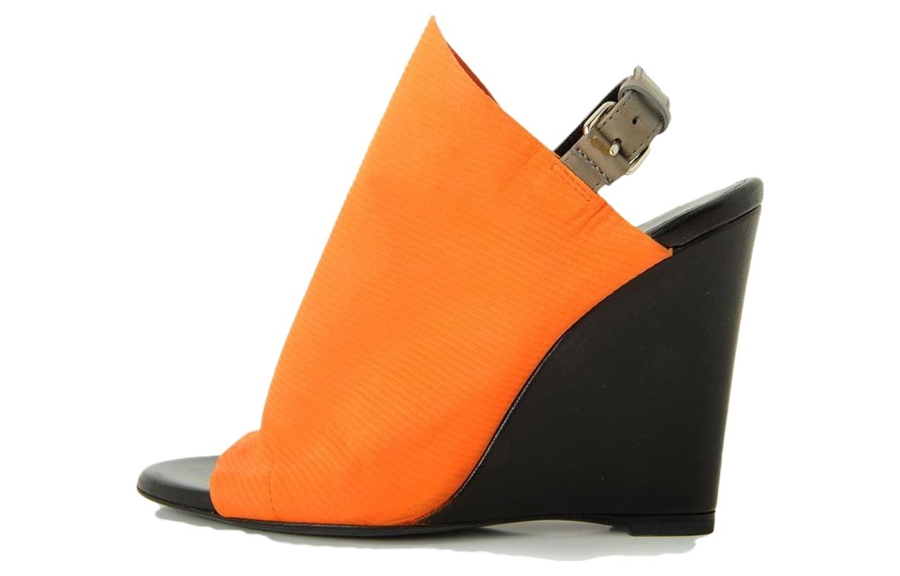 (Women) Balenciaga Leather Open-Toe Buckle Strap Sandals 'Orange' 299987WAN416423
