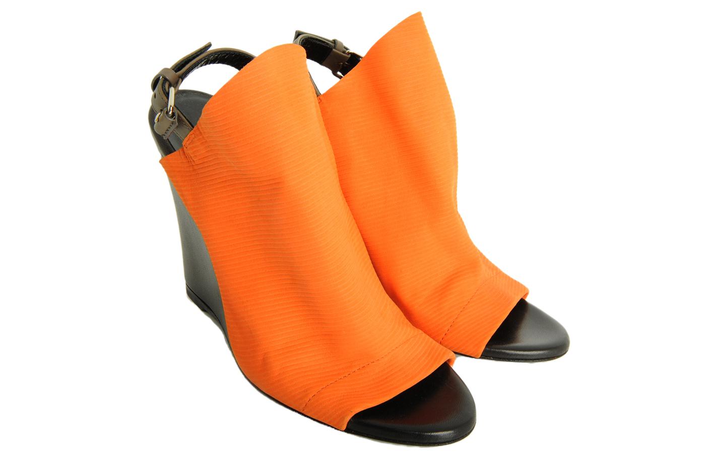 Order (W) 巴黎世家橙色皮革露趾扣带凉鞋 299987WAN416423