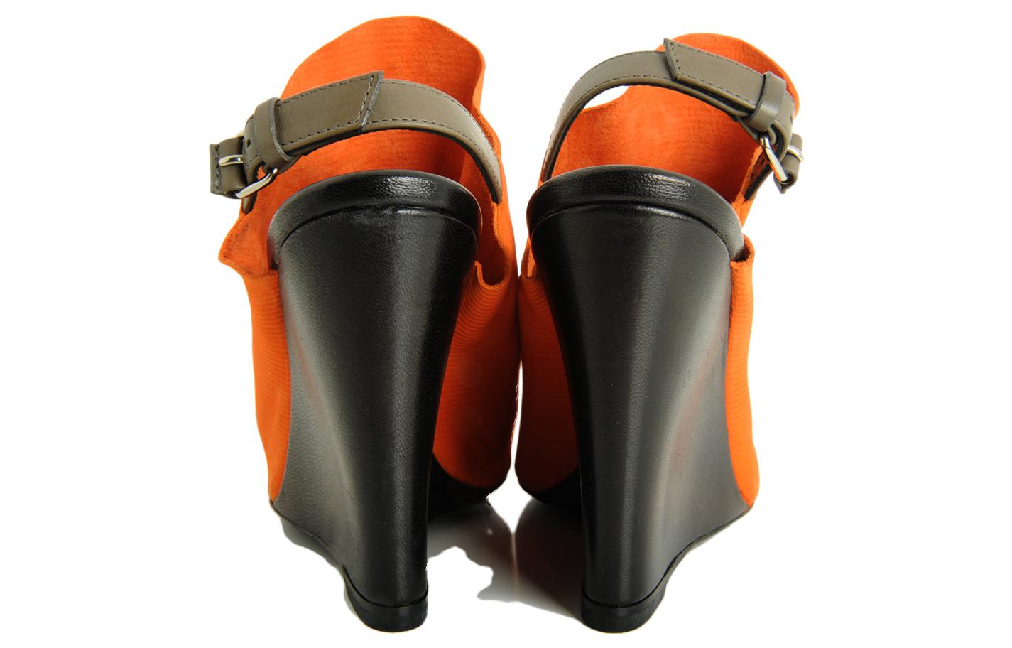Shop (W) Balenciaga Leder Sandalen Offene Zehen mit Schnalle ''Orange'' 299987WAN416423