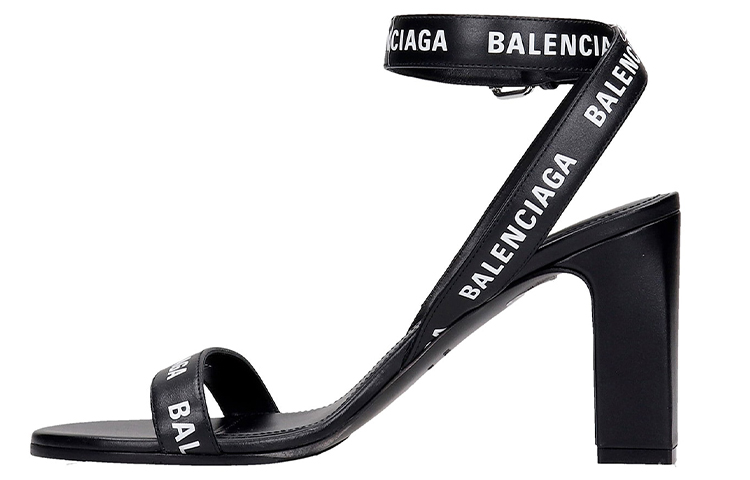 (Women) Balenciaga All Over Logo Sandal Heels 'Black' 630041WBAE11090