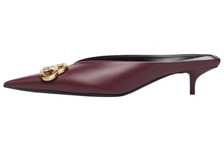 (W) Balenciaga Leather Pointed-Toe Slide 'Burgundy'