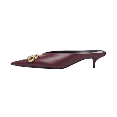 (W) Balenciaga Leather Pointed-Toe Slide 'Burgundy'