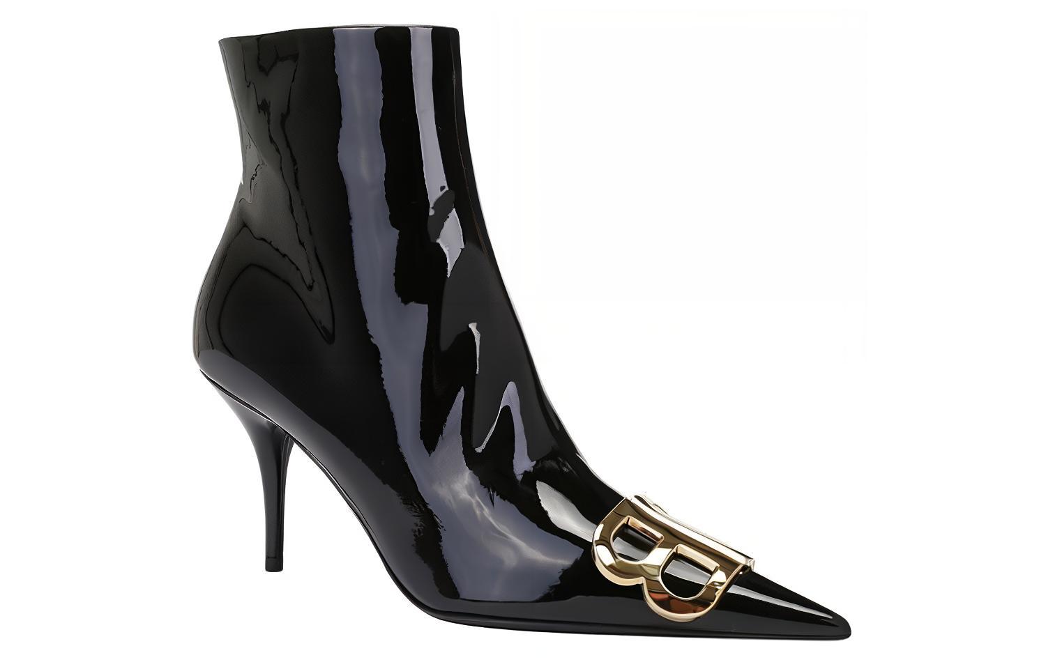 Lookbook (Women) Balenciaga Leather Pointed Toe Slip-On Ankle Boot 5cm 'Black' 579322WA9811088