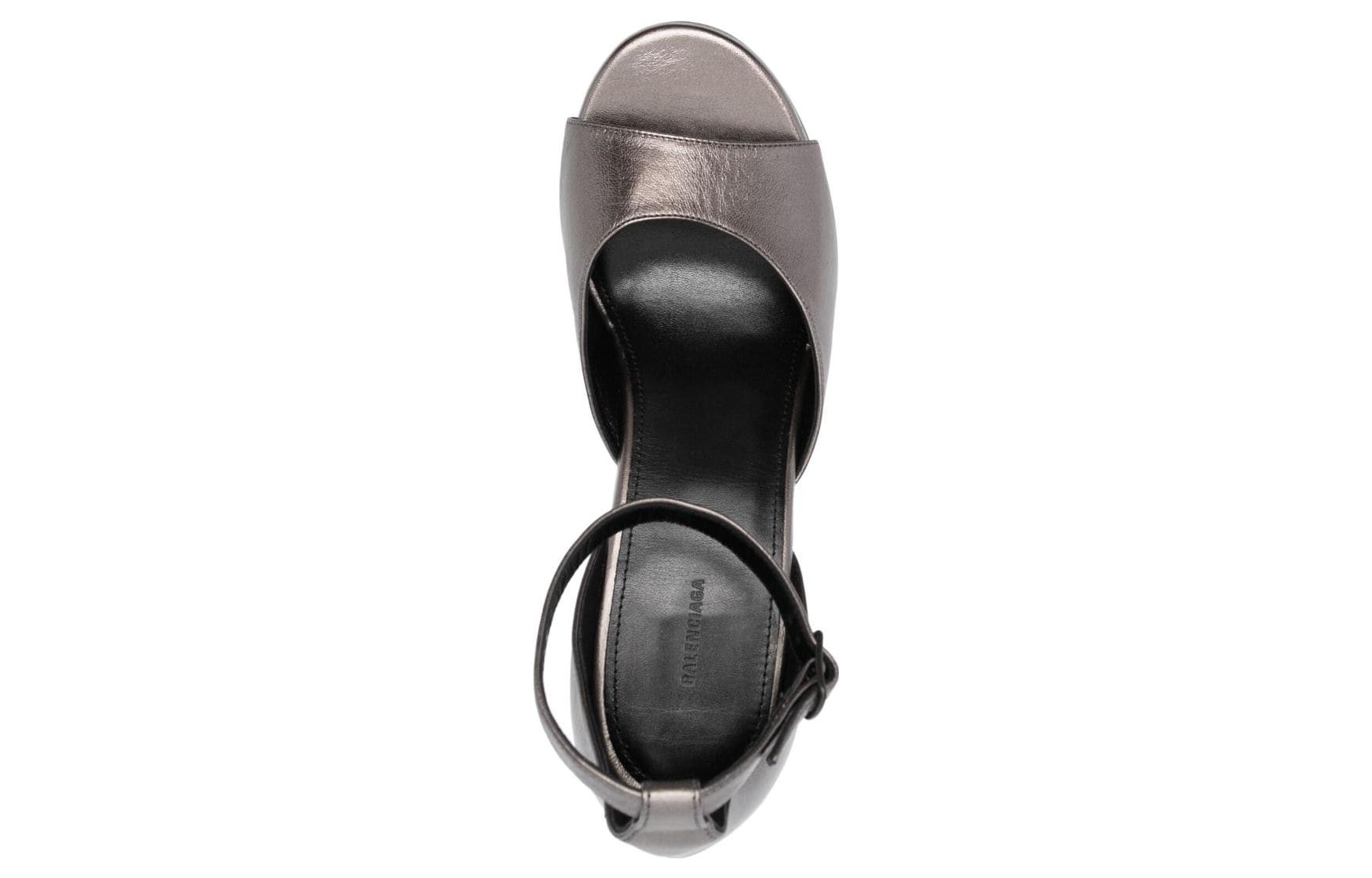 Shop 巴黎世家 Balenciaga 皮革 休閒小眾 露趾涼鞋 女款 黑色